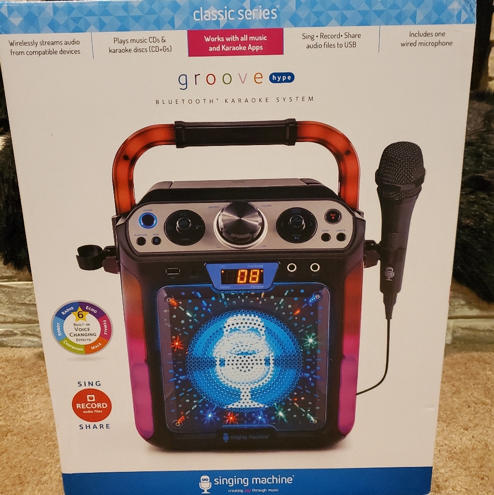 Singing machine groove hype karaoke machine with extra microphone